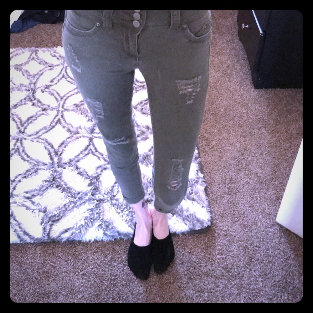 ⚜️Olive high waisted jeans